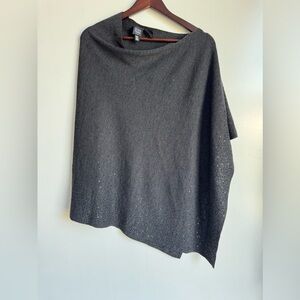 Eileen Fisher sequin poncho Women One Size 100% Merino Wool Gray Black Sequin